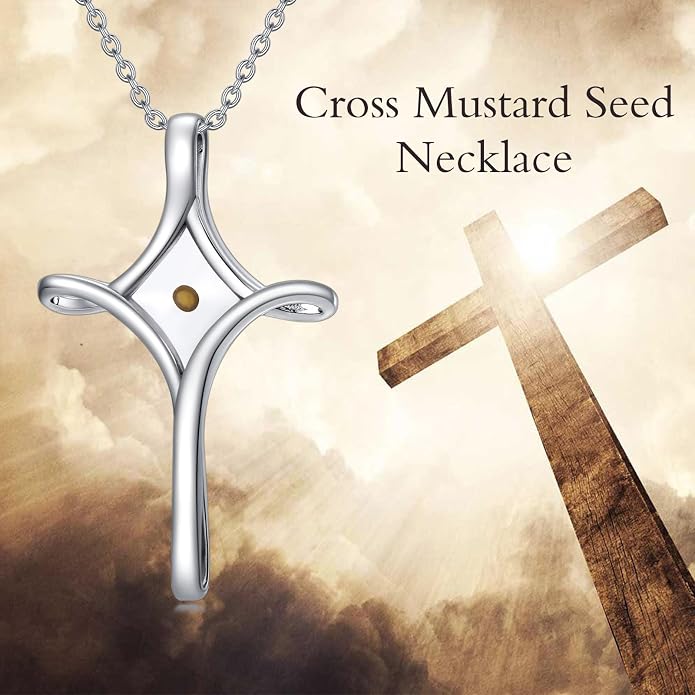 HPQQ Cross Necklace 925 Sterling Silver Turquoise Tree of Life Celtic Knot Cross Pendant Jewelry Mother's Day Gifts for Women