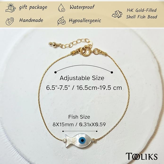 Minimalist Evil Eye Charm Bracelet – Handmade Delicate Good Luck Jewelry for Women – Adjustable 6.5” + 1” Extender
