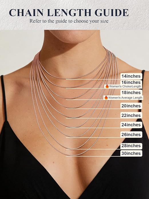 U7 Snake Necklace for Women 14K Gold Plated/Silver/Rose Gold/Black Chain Necklace Hypoallergenic, Stainless Steel Tiny Snake Chain Necklace 1/1.2/1.5/2MM, 14-30" Adjustable Minimalist Gift