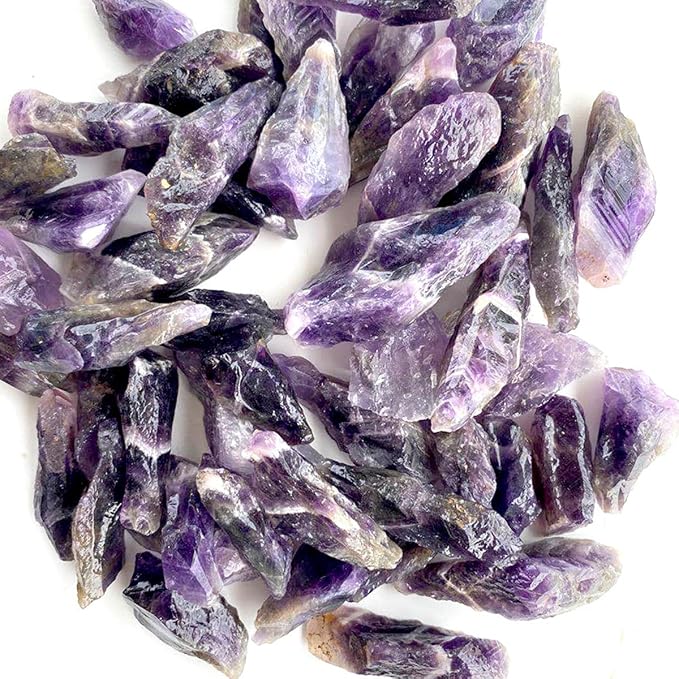 Erliway 0.22 lbs Amethyst Crystals Bulk, 1.6-2.4" Raw Amethyst Crystal Wands, Irregular Shape Rough Quartz Crystal Points for Meditation Yoga Reiki Balancing Wire Wrapping