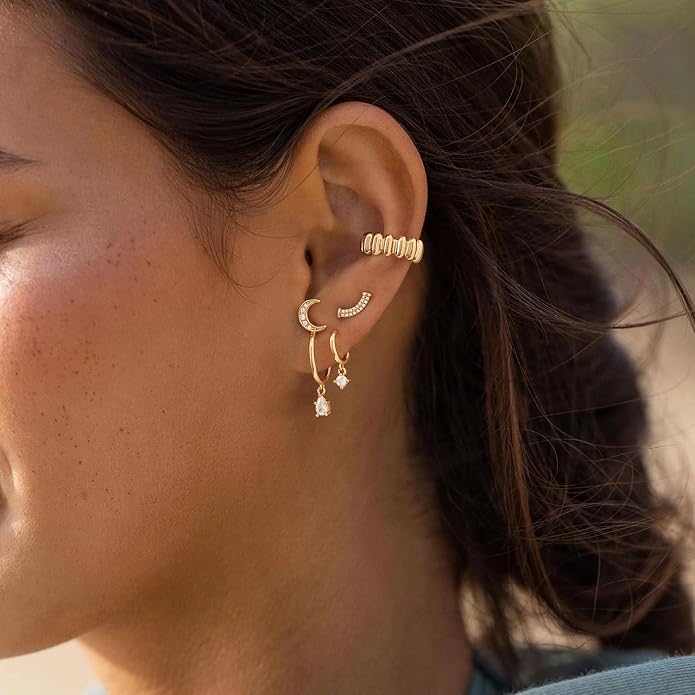 MYEARS Women Ear Cuff Earring Gold Non Pierced Ear Cartilage Clip on Wrap Hoop 14K Gold Filled Tiny Boho Beach Simple Minimalist Delicate Handmade Hypoallergenic Jewelry Gift-Sold as Single/Pair