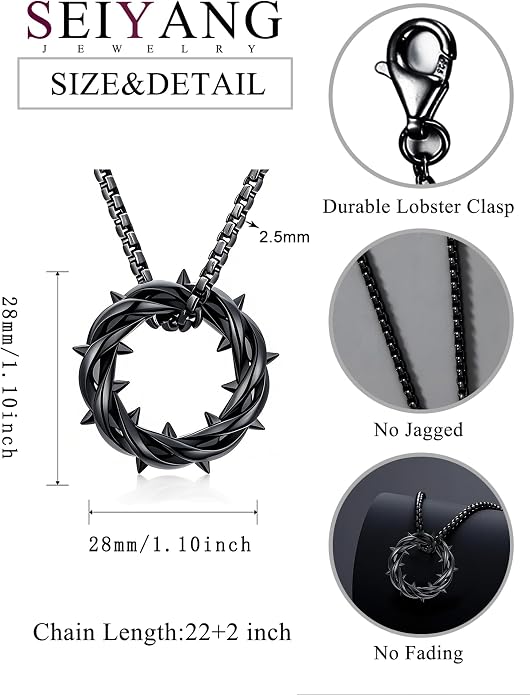 Seiyang Crown of Thorns Necklace 925 Sterling Silver Crown Pendant Amulet Jewelry Gifts (with Gift Box)