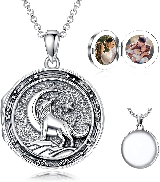 PELOVNY Locket Necklace That Holds Pictures 925 Sterling Silver Photo Locket Pendant Birthday Christmas Memorial Jewelry Gifts for Women Men