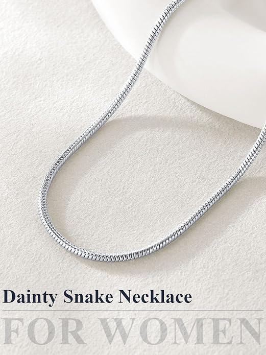 U7 Snake Necklace for Women 14K Gold Plated/Silver/Rose Gold/Black Chain Necklace Hypoallergenic, Stainless Steel Tiny Snake Chain Necklace 1/1.2/1.5/2MM, 14-30" Adjustable Minimalist Gift