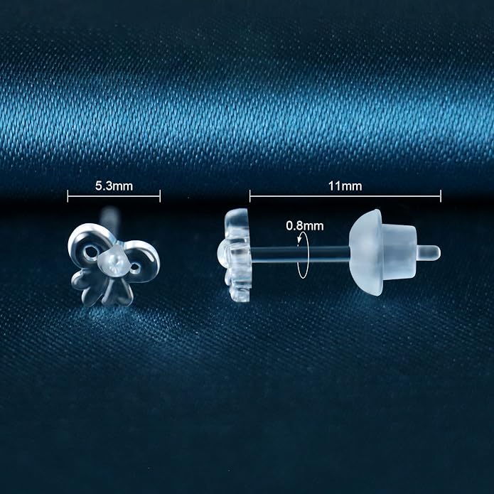 6 Pairs Invisible Plastic Post Earrings For Sensitive Ears - Clear, Sports & Work
