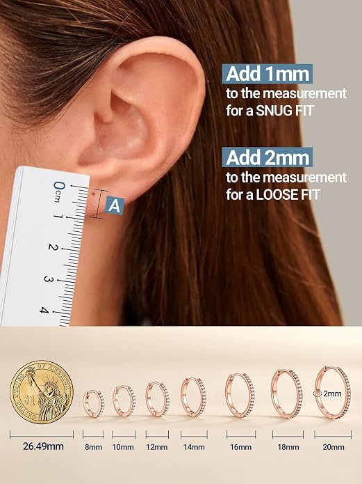 PROSTEEL Hoop Earrings for Women, Huggie Hoop with 925 Sterling Silver Post, 8/10/12/14/16/18/20mm Small Huggie Hoops, 14K Gold Plated/Silver/Black/Rose Gold Hypoallergenic Earrings Jewelry