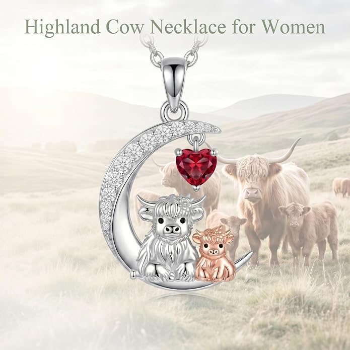 PELOVNY Teddy Bear Necklace for Women 925 Sterling Silver Bear/Highland Cow/Fox/Cat/Axolotl Birthstone Necklace Christmas Birthday Jewelry Gifts for Mom Daughter Wife Sister