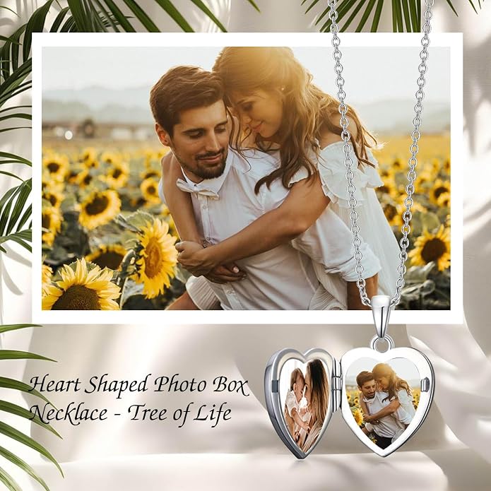 TOUPOP Heart Locket Necklace 925 Sterling Silver Love Locket that Holds Pictures Gifts for Women Her