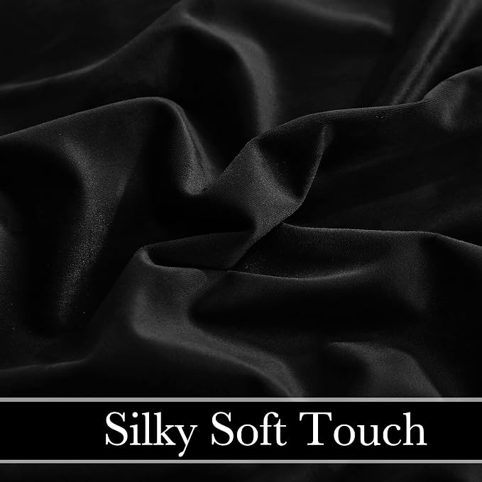 RYB HOME Black Velvet Curtains for Bedroom Living Room, Thermal Insulated Privacy UV Heat Blocking Luxurious Soft Rod Pocket Back Tab Drapes for Nursery, 42" W x 72" L, 2 Panels