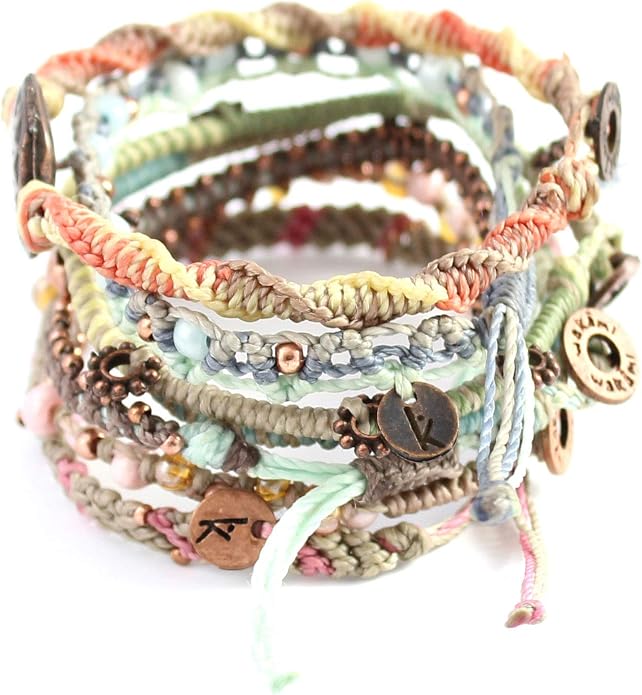 Wakami Earth Charm Bracelet Stack | Braided Beaded Stackable Bracelets for Women | Waterproof Fair Trade Handmade Boho Jewelry for Women and Men