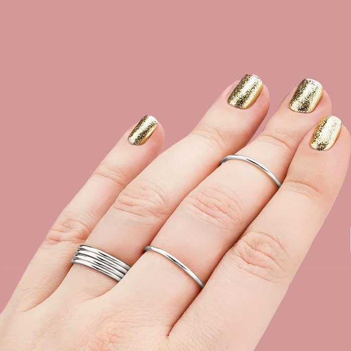Melanie Golden Jewelry 1mm Thin Smooth Stacking Skinny Ring in Sterling Silver, Gold, or Rose Gold | Handmade Comfort Fit Dainty & Minimalist Bands for Women | Sizes 2-12