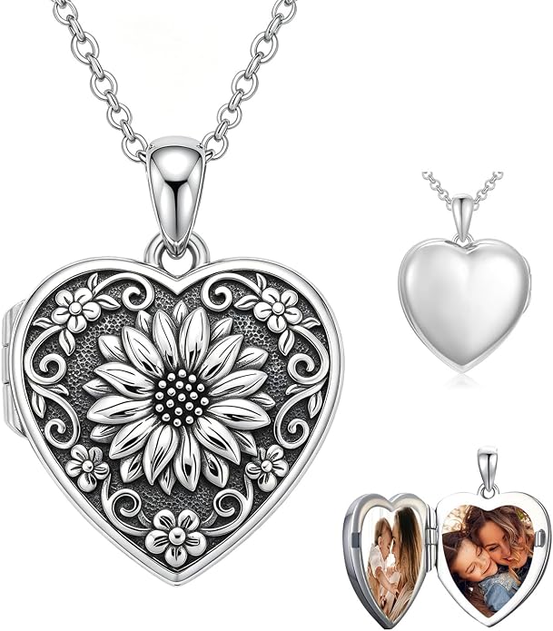 PELOVNY Locket Necklace That Holds Pictures 925 Sterling Silver Photo Locket Pendant Birthday Christmas Memorial Jewelry Gifts for Women Men