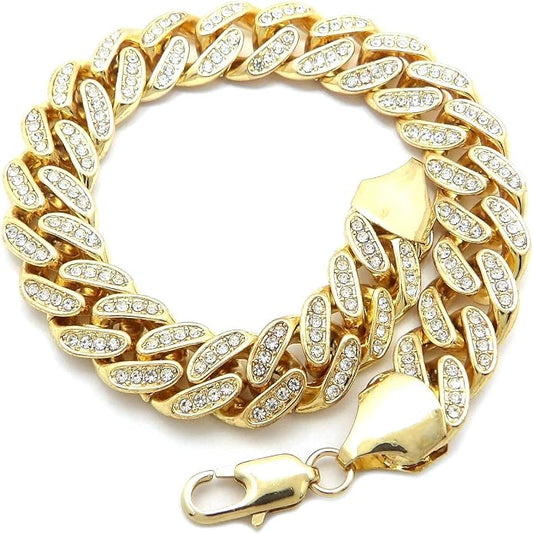 Fashion 21 Women's Stone Filled 10mm, 12mm Various Length Box Lock Cuban Chain Anklet