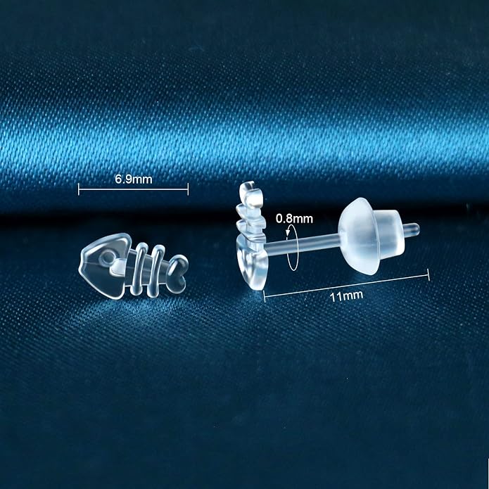 6 Pairs Invisible Plastic Post Earrings For Sensitive Ears - Clear, Sports & Work