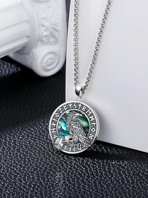 Viking Necklace for Men Women 925 Sterling Silver Norse Jewelry Fathers Mothers Day Anniversary Birthday Gifts for Mom Dad Husband Brother (with Gift Box)