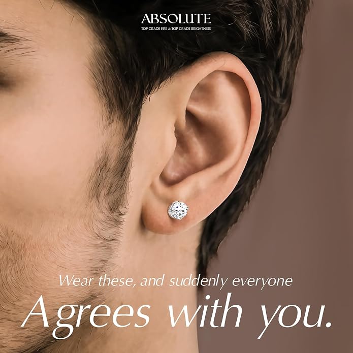 Moissanite Earrings, Hypoallergenic Flat Back Earrings for Women Men, Screw On Studs 925 Sterling Sliver Cartilage Earring for Sensitive Ears 4mm Short Post