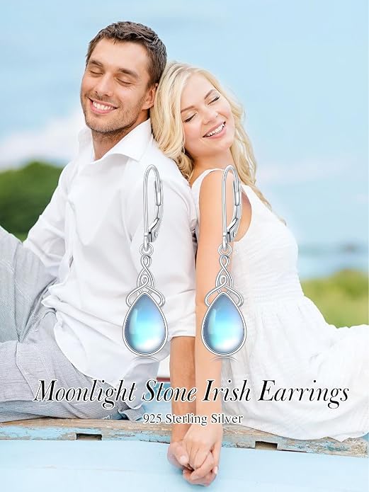 Dorunmo Moonstone Dangle Drop Earrings s925 Sterling Silver Leverback Earrings Filigree Moonstone Jewelry Birthday Gifts for Women