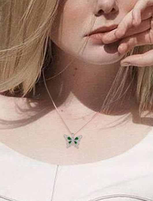 Butterfly Necklace 925 Sterling Silver Celtic Knot Pendant Teardrop Birthstone Twisted Jewelry for Women
