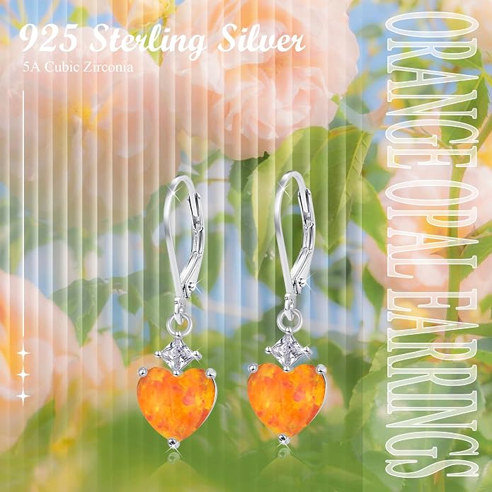 Teardrop Leverback Drop Dangly Earrings, 925 Sterling Silver with Opal/Moonstone Hypoallegenic for Sensitive Ears Jewelry Gift for Women Girlfriend with Gift Box