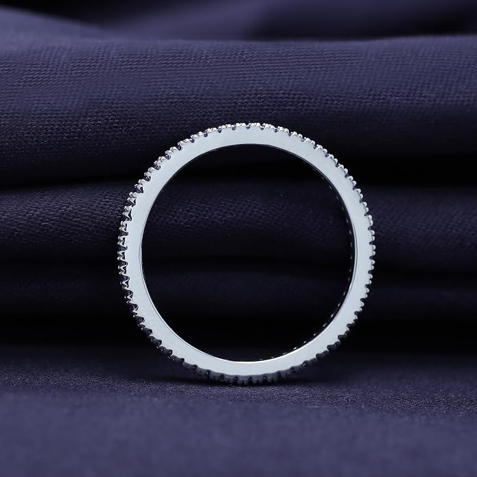 THE JEWEL ZONE Eternity Band Ring for Women, Round Cut Simulated Alexandrite in 14K Gold Plated 925 Sterling Silver, Stackable Wedding Band or Anniversary Ring Jewelry for Her