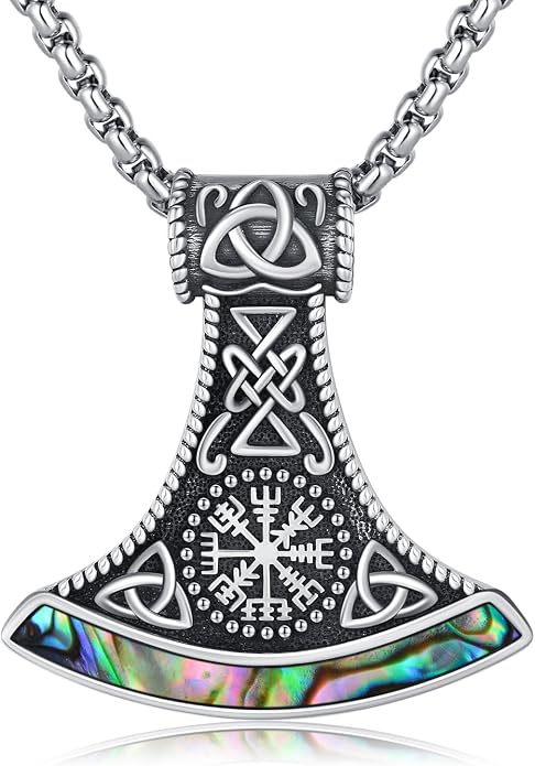 Viking Necklace for Men 925 Sterling Silver Rune Amulet Pendant Nordic Necklace Viking Jewelry Gift for Father Husband Son