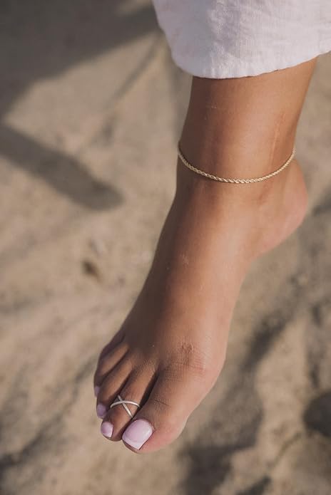 TOE RINGS & THINGS CrissCross Adjustable Toe Ring | Gold Filled or Sterling Silver | One Size Fits All