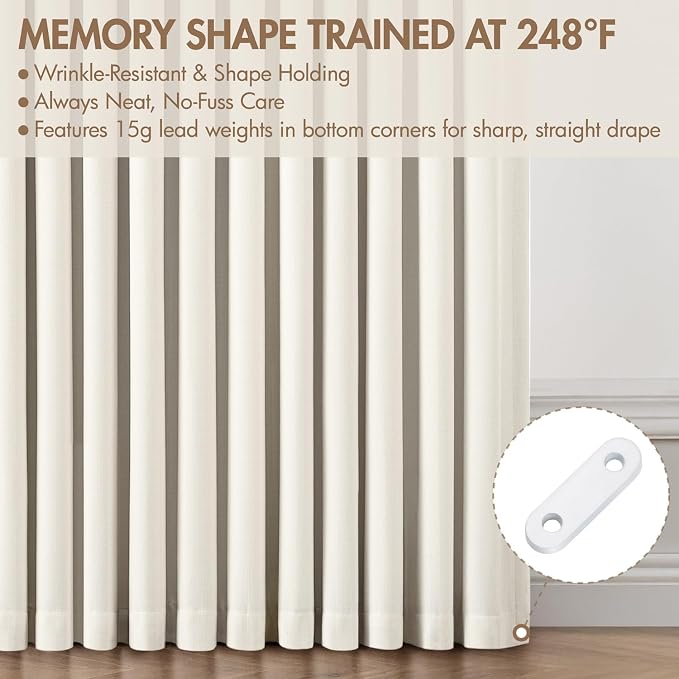 MIULEE Pinch Pleated 100% Blackout Curtains 40"x90" Beige White 4 Panel Set | Thick Linen, Memory Trained Pleat, Back Tab Double Layer Drapes, Thermal Insulated, Curtain for Bedroom Living Room Darkening