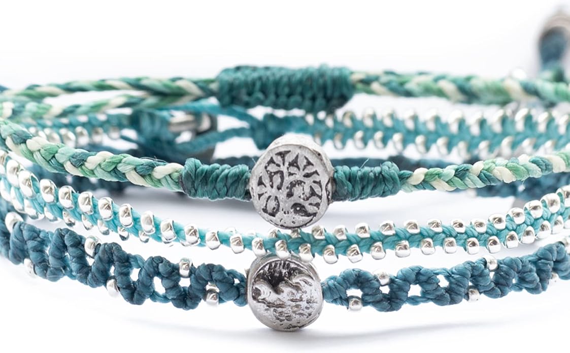 Wakami Boho Charm Bracelet Stack | Braided Beaded Stackable Bracelets for Women | Waterproof Fair Trade Handmade Boho Jewelry for Women and Men