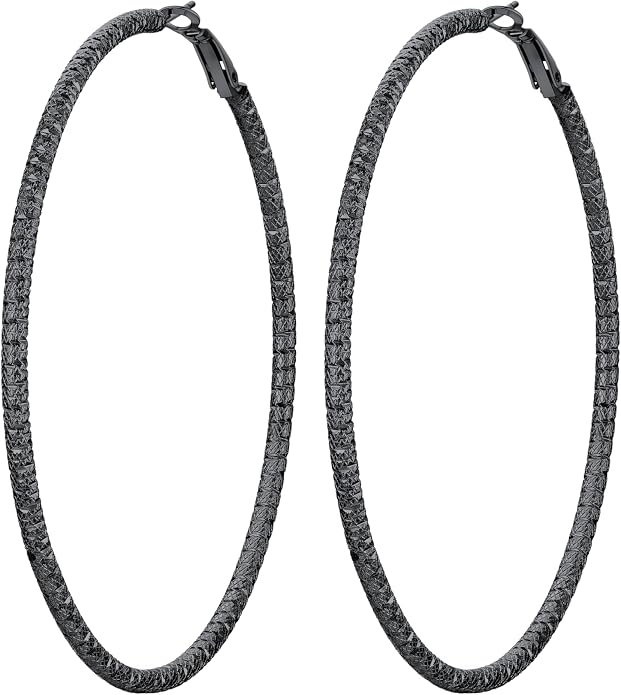 PROSTEEL 30/40/60/80/100mm Chunky Hoop Earrings For Women Gold Plated/Black Stainless Steel Hoops Earrings Statement Jewelry