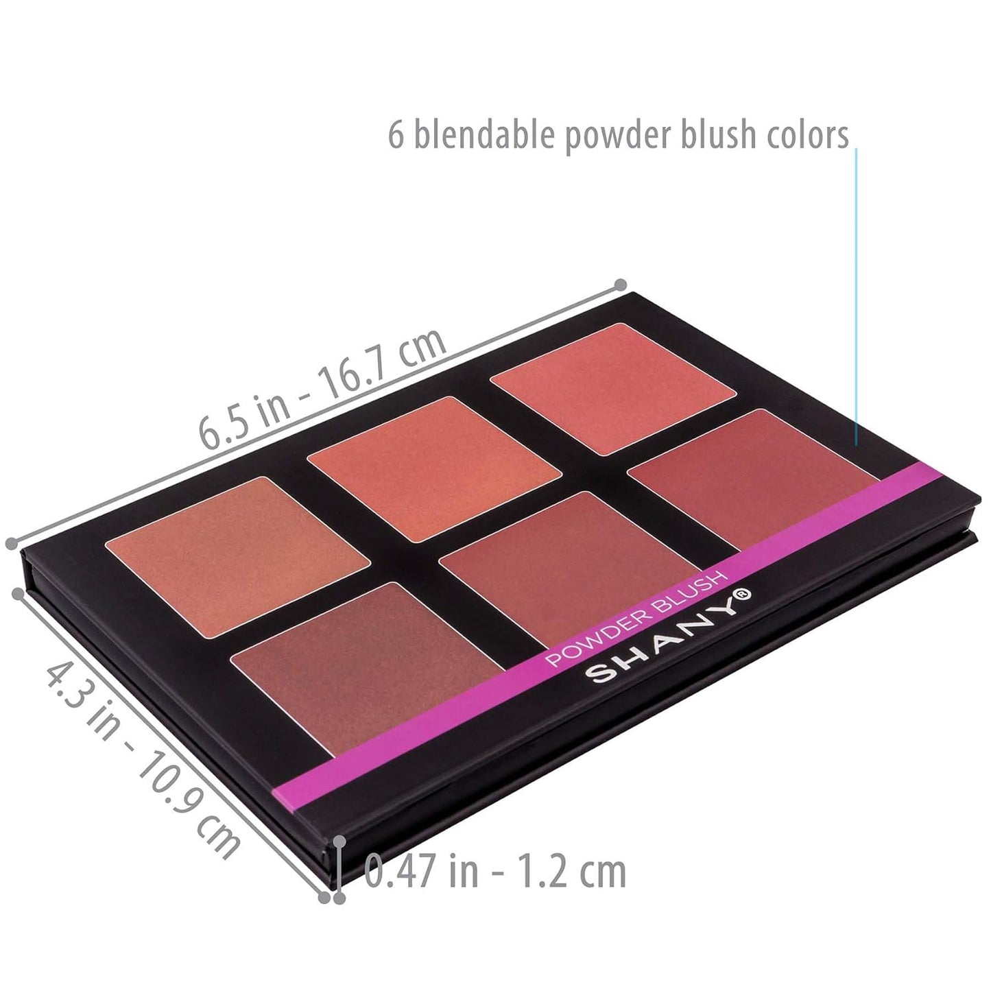SHANY Shimmer & Matte Powder Blush Makeup Palette with Mirror - 6 Color Makeup Blush Palette - BLUSH