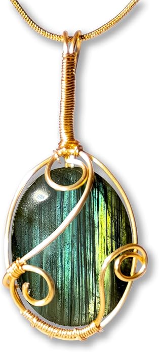 Natural Faceted Labradorite Pendant Necklace – Unique Stone of Magic & Transformation, Iridescent Flash Gemstone Jewelry, Handmade Healing Crystal Gift for Women, Birthday, Anniversary, Spiritual Awakening & Intuition