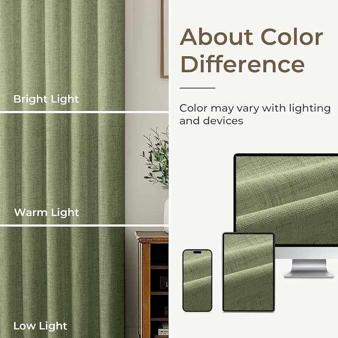 CAPALOCA Pinch Pleated Curtains Blackout, Linen Blackout Curtains 90 inches Long 2 Panels Set for Bedroom, Thermal Insulated Pinch Pleated Drapes for Living Room, 40"W x 90"L (Pack of 2), Sage Green