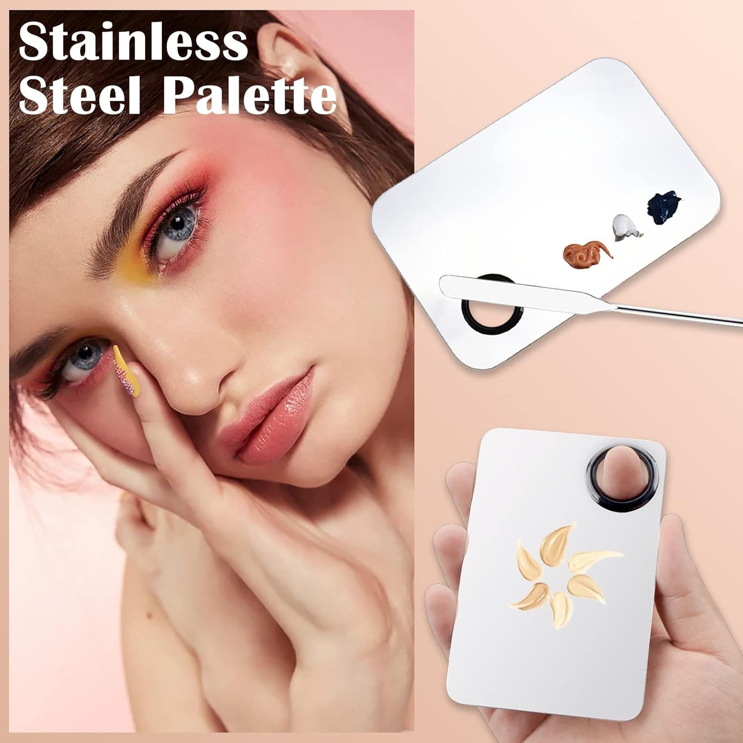 DAGEDA Stainless Steel Makeup Spatula Set, Makeup Mixing Palette Make up Spatula Tool, Foundation Spatula Makeup Foundation Mixing Pigment Palette, Cosmetic Spatula Foundation Palette Make up Tool