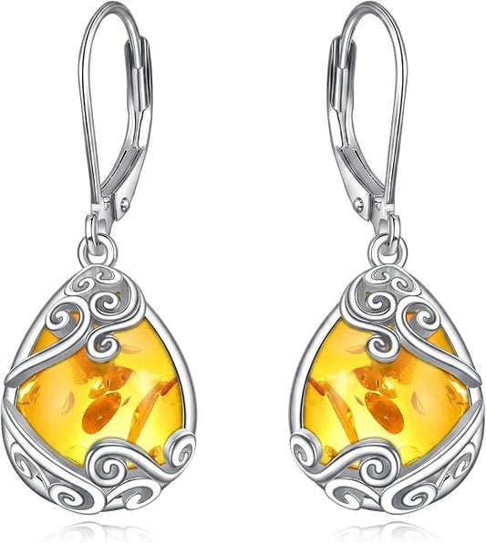 Teardrop Tree of Life/Filigree Earrings for Women Dangle Leverback Earrings Jewelry Gift Anniversary For Her