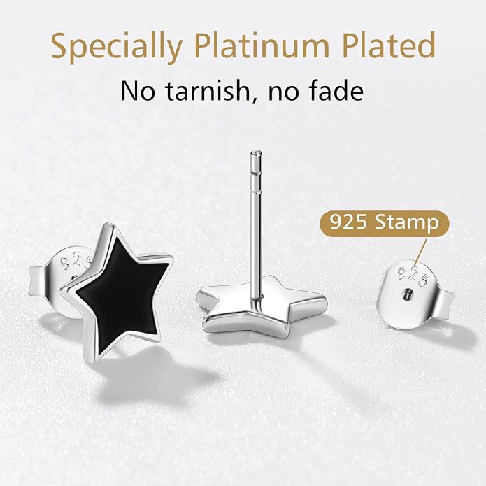 FindChic Hypoallergenic Sterling Silver Small Bar/Heart/Dot/Triangle/Butterfly/Lightning Studs Earrings Minimalist Geometric Jewelry Valentine Gifts for Women Men Girls, with Gift Box