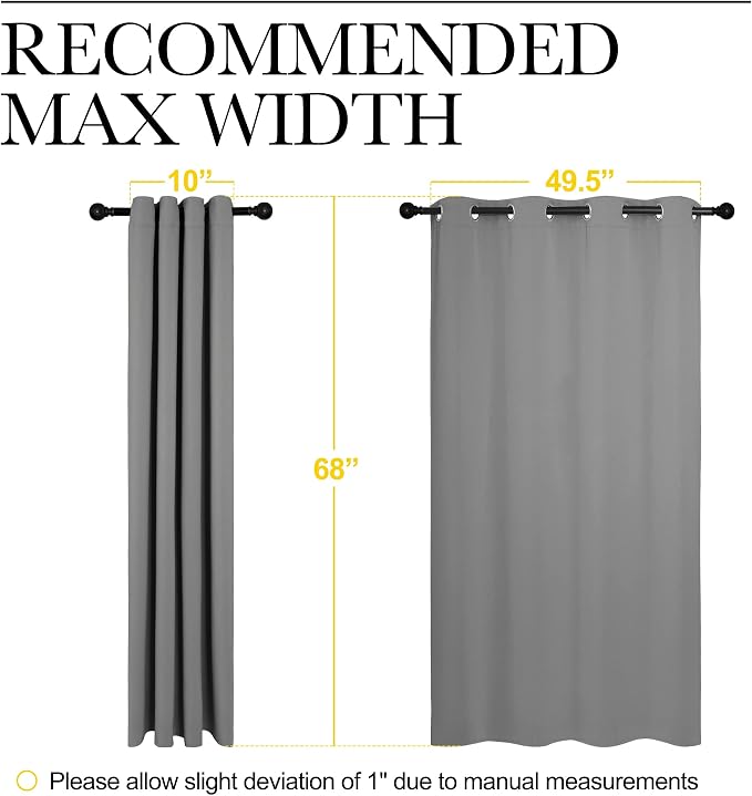 NICETOWN Silver Grey Blackout Curtain Panels for Bedroom, Thermal Insulated Grommet Top Blackout Draperies and Drapes for Basement (2 Panels, W55 x L68-inch)