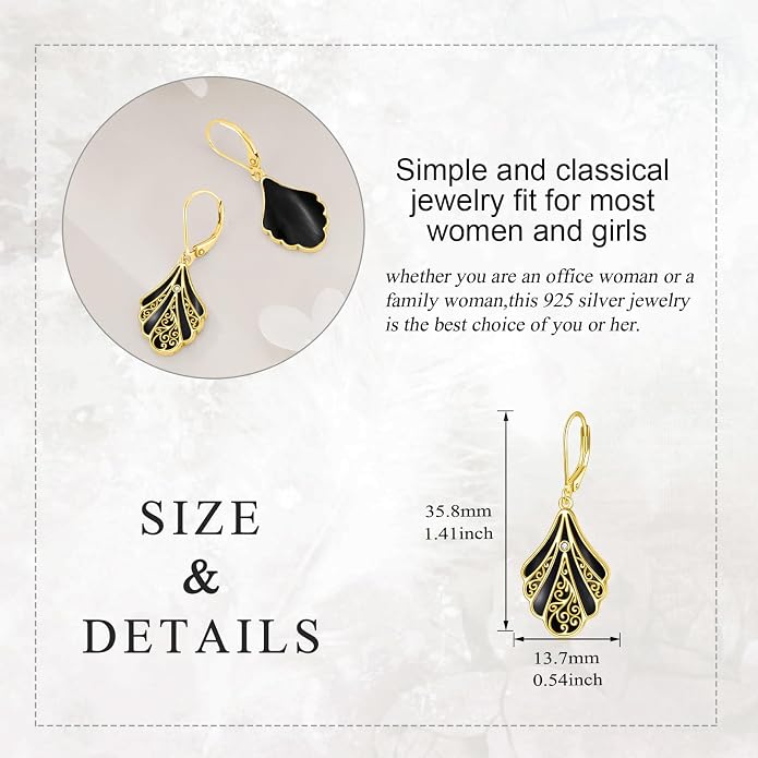 Abalone Shell Dangle Drop Earrings for Women 925 Sterling Silver Filigree Bohemian Earrings Jewelry Gift