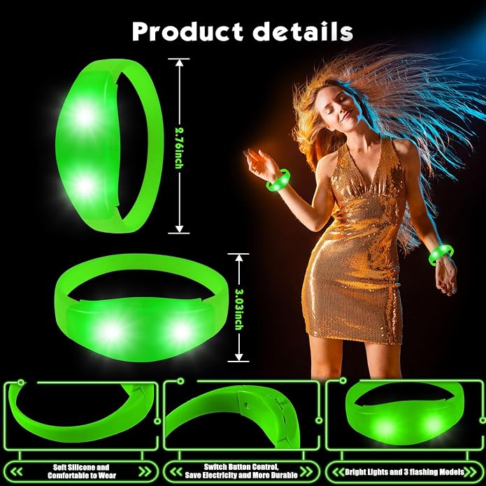 30 Pcs LED Glow Sound Activated Flashing Light Up for New Years Eve Glow in the Dark Party Supplies Christmas Party Favors Birthday Gift Carnival Concerts Night Events