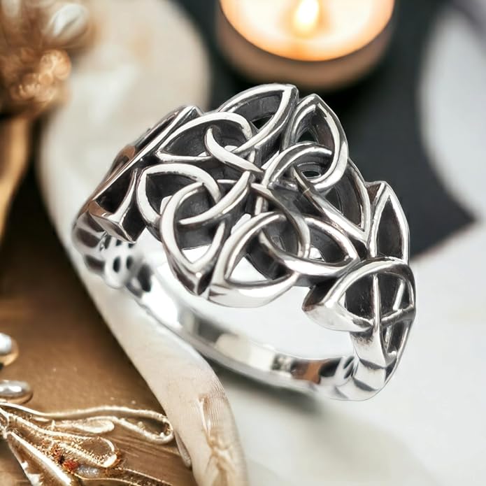 Celtic Knot Ring Sterling Silver 925 - Filigree Braided Irish Wedding Promise Engagement Self Love Rings - Norse Viking Jewelry for Women Size 5 6 7 8 9 10 11 12