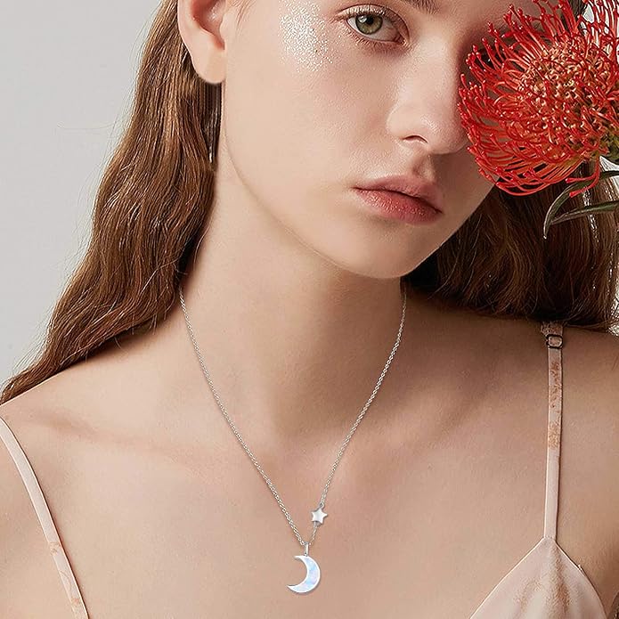 Cuoka 925 Sterling Silver Heart Necklace I Love You to The Moon and Back Pendant Sun Star Moon Necklace Jewelry for Women with Gifts Box