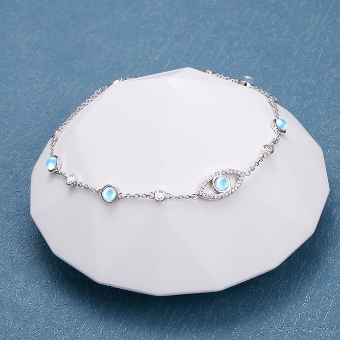 S925 Sterling Silver Ankle Bracelets Butterfly/Evil Eye/Anchor/infinity/Beach Anklet for Women Opal Moonstone Foot Chain Beach Jewelry