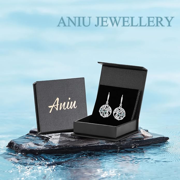 Aniu Tree of Life Earrings for Women Turquoise Malachite Teardrop Dangle Earrings for Women Sterling Silver Anniversary Birthday Drop Dangle Earrings Jewelry Gifts