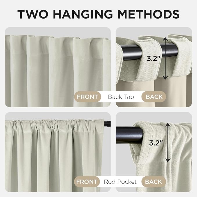 Joydeco 100% Blackout Velvet Curtains White 90 Inch Back Tab | Luxury Thermal Insulated Velvet Curtains for Bedroom Living Room, Soundproof Blackout Window Drapes