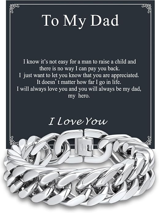 Supcare Unique Anniversary Birthday Valentines Fathers Day Stainless Steel Cuban Link Bracelets for Men Him, To My Man Dad Husband Love Always Remember Wrist Chain Bracelet Jewelry Gifts