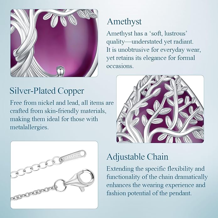 Tree of Life Necklace Family Teardrop/Heart Pendant Mother Jewelry Gifts for Women Grandma Wife Mom