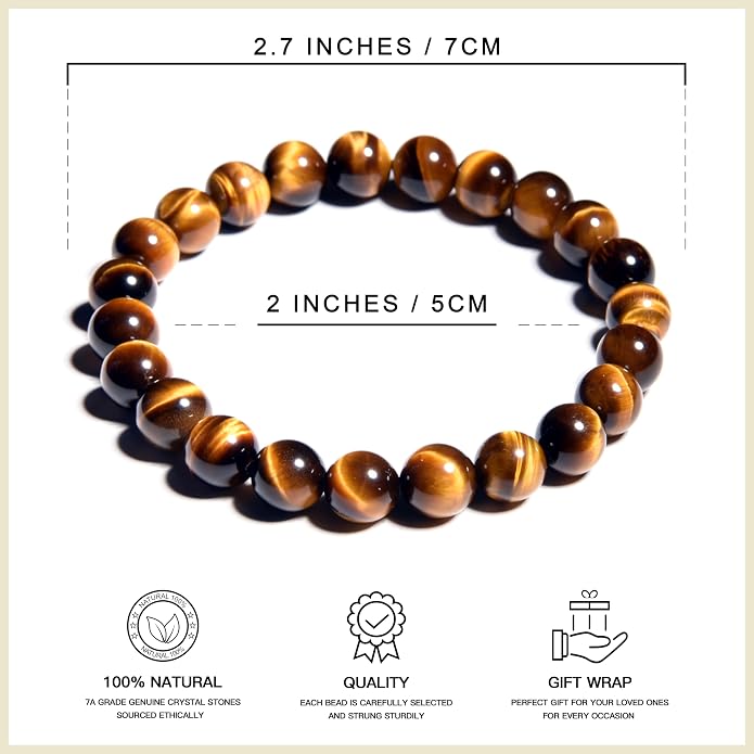 ILLUMINIA 5A Grade Natural Crystal Gemstone Bracelet | Healing Energy Charged Quartz Stone Bead | Handcrafted Stretch Bracelet for Women Men Teens