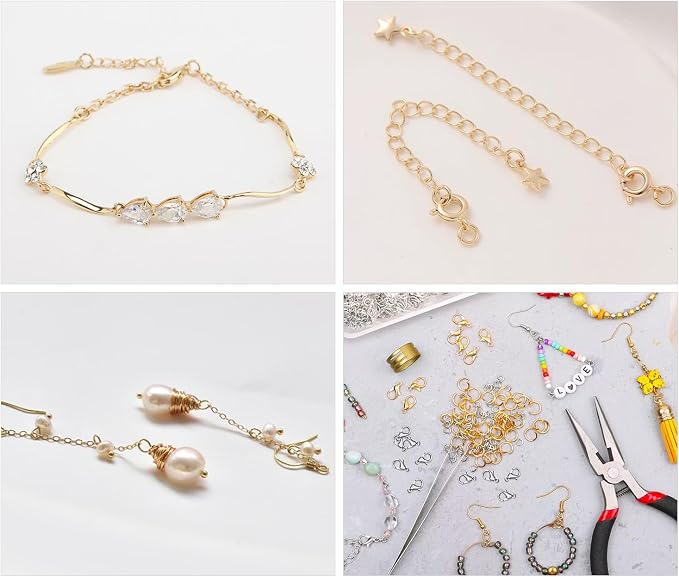500pcs 14k Gold Filled Jump Rings,Non Tarnish Gold Open Jump Rings for Necklace Bracelet Earrings DIY Jewelry Making Supplies (0.7x6mm, Gold)
