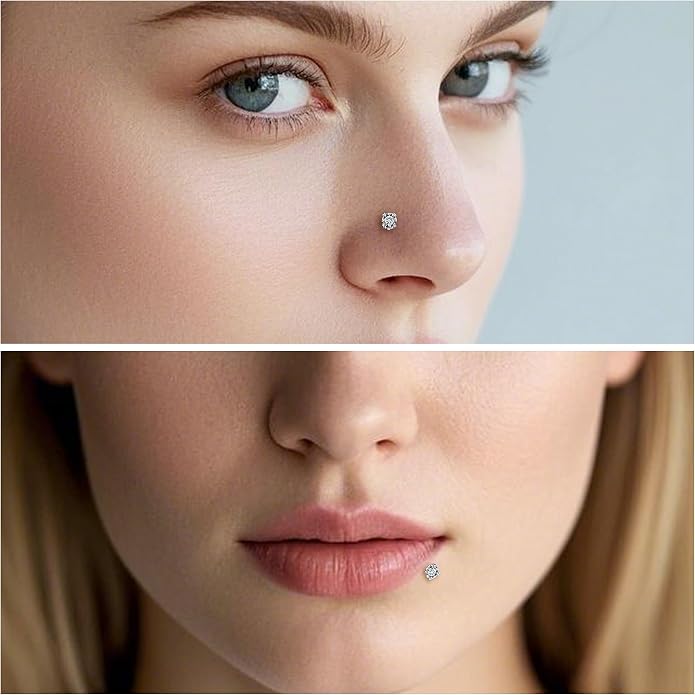 Ruifan Titanium Flat Back Lip Rings Threadless Push in Earrings Studs Nose Rings 20G 18G 16G Mix Colors CZ Tragus Cartilage Lobe Rook Helix Conch Labret Medusa Nostril Piercing Jewelry for Women Men