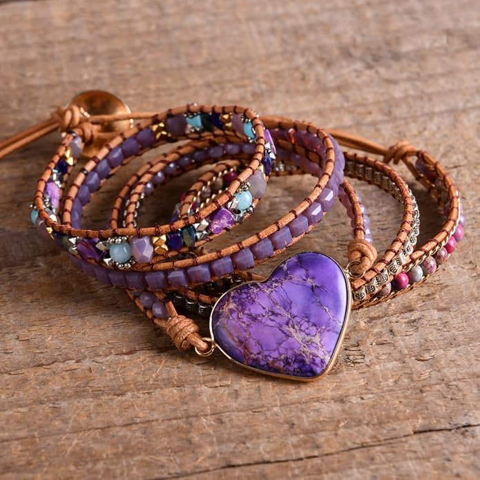YGLINE Natural Stone Bracelet 3 Wraps Bracelet Handmade Boho Bracelet for Women Bracelet
