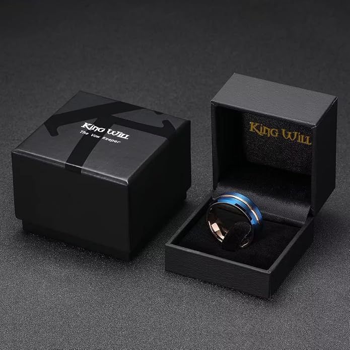 King Will Tungsten Carbide Wedding Band for Men Women-6/8/10mm Width Multicolor Available with Grooved Center Wedding Ring Suitable for Work, Gym Comfort Fit Size 4-16